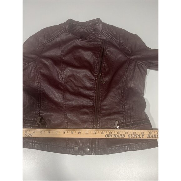 Jou Jou Women's Maroon Vegan Leather Fitted Moto‎ Style Jacket XL Biker - Picture 16 of 16
